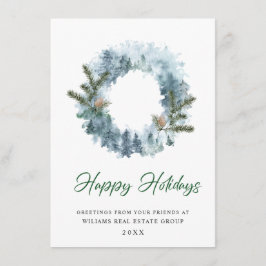 Cartão De Festividades Coroa de Natal Festiva de Folhas de Azevinho Sauda