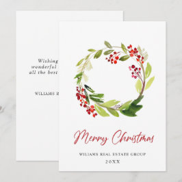 Cartão De Festividades Coroa de Natal Festiva Saudação Corporativa de Nat