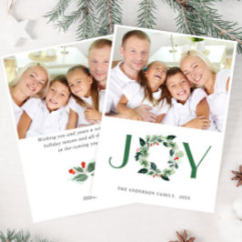Cartão De Festividades Coroa de Natal JOY Festiva Foto Saudação de Natal