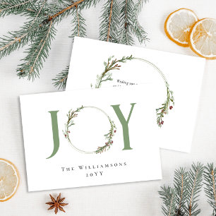 Cartão De Festividades Coroa de Natal Minimalista em Aquarela Verde Alegr