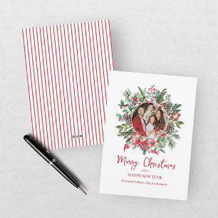 Cartão De Festividades Coroa de Natal Vermelha Foto