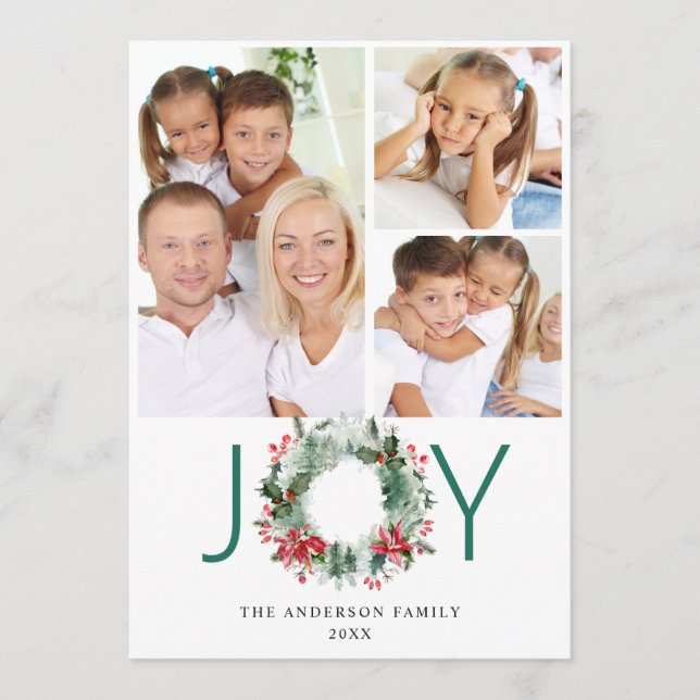 Cartão De Festividades Coroa de Paisagem Azevinho Baga Pine FOTO Saudação (Frente)