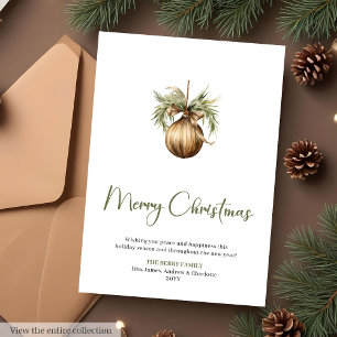 Cartão De Festividades Coroa de Pinheiro Rústico Fonte Script Feliz Natal