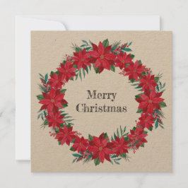 Cartão De Festividades Coroa de Poinsettia Vermelha