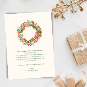 Cartão De Festividades Coroa de Verdor Elegante Natal Negócios