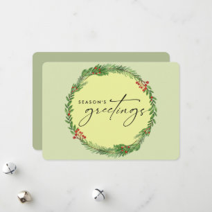 Cartão De Festividades Coroa de Verdura de Inverno Elegante Adicionar LOG