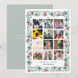 Cartão De Festividades Coroa de Verdura Que Ano em Revisão de 12 Fotos