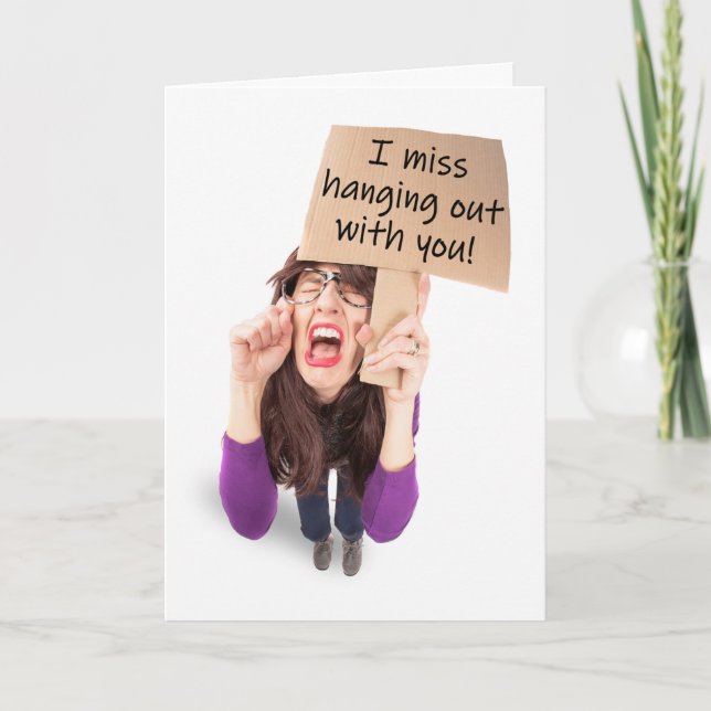 Cartão De Festividades Coronavírus Social Distanciador Eu Sinto Falta De  (Frente)