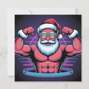 Cartão De Festividades Corpo Musculoso de Papai Noel Ilustração de Fisicu