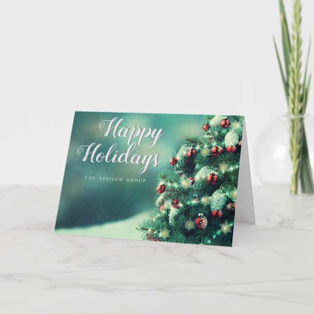 Cartão De Festividades Corporate Business Tree Happy Holidays Card (Frente)