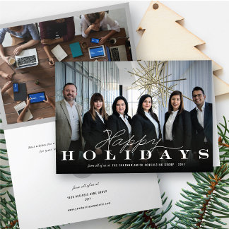 Cartão De Festividades Corporate Happy Holidays Your Business Logo Photo