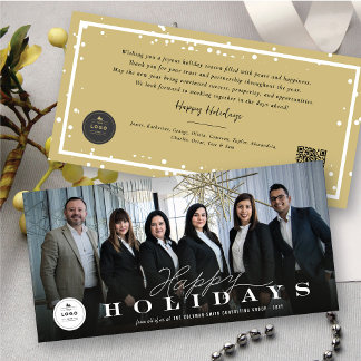 Cartão De Festividades Corporate Happy Holidays Your Business Logo Photo
