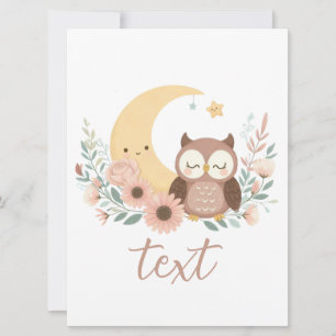 Cartão De Festividades Coruja-bebê bonita com lua
