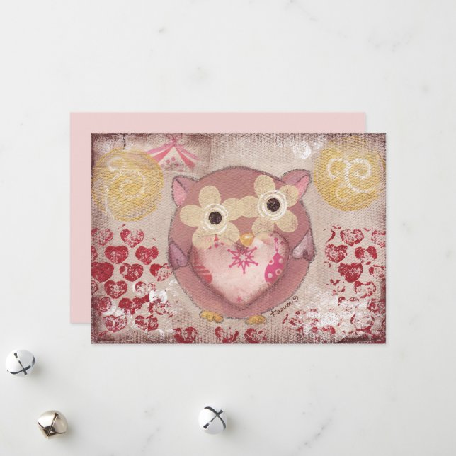 Cartão De Festividades Coruja de Férias (Frente/Verso In Situ)