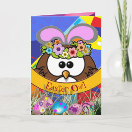 Cartão De Festividades Coruja páscoa