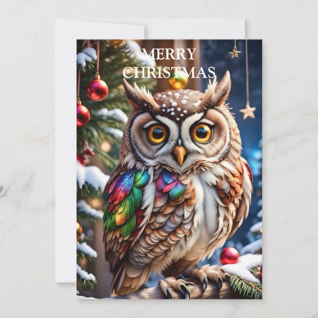 Cartão De Festividades Coruja traz calor e alegria (Frente)