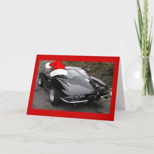 Cartão De Festividades Corvette Black Split Window/Christmas (Frente)