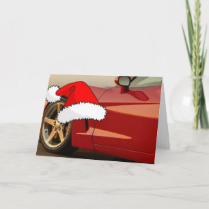 Cartão De Festividades Corvette Vermelho Natal