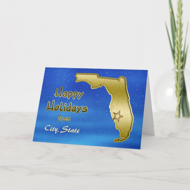 Cartão De Festividades Cosmic Blue Sky Florida Map Custom (Frente)