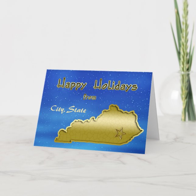 Cartão De Festividades Cosmic Blue Sky Kentucky Map Custom (Frente)