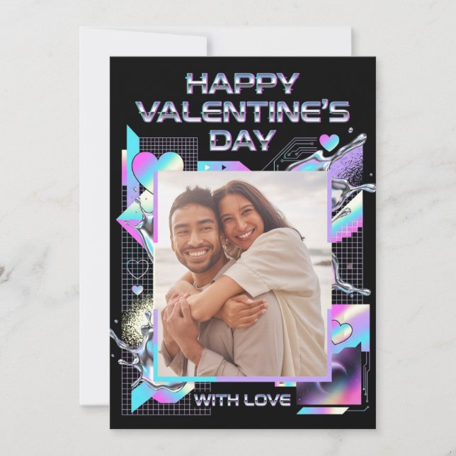 Cartão De Festividades Cosmic Romance Digital Love Valentine's Card (Frente)