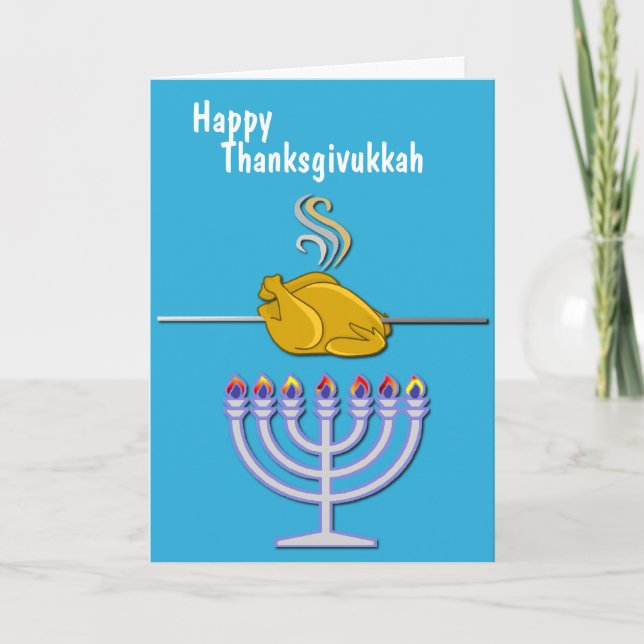 Cartão De Festividades Costume cómico de Thanksgivukkah (Frente)