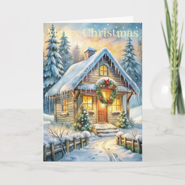 Cartão De Festividades Cottage in woods (Frente)