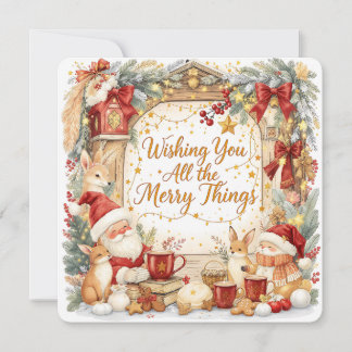 Cartão De Festividades Cottagecore Fox Custom Photo Christmas Card 