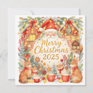 Cartão De Festividades Cottagecore Fox Custom Photo Christmas Card 