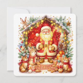 Cartão De Festividades Cottagecore Fox Custom Photo Christmas Card 