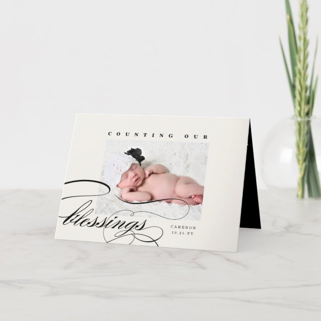 Cartão De Festividades Counting Our Blessings Holiday Birth Announcement (Frente)