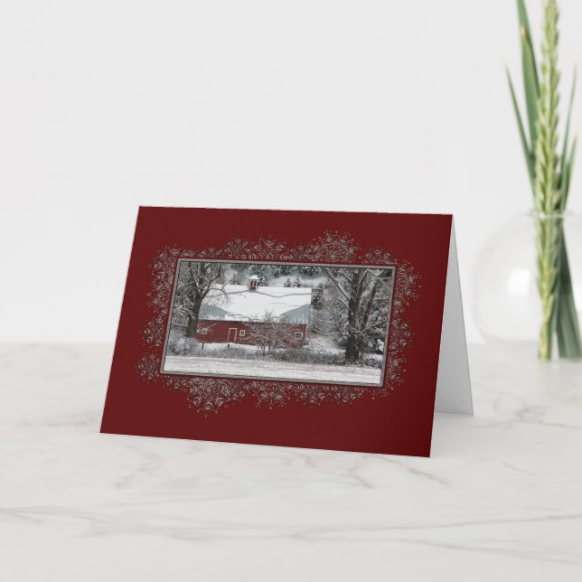 Cartão De Festividades Country Barn Snowscene Christmas card (Frente)