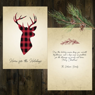 Cartão De Festividades Country Buffalo Xadrez Deer Silhouette