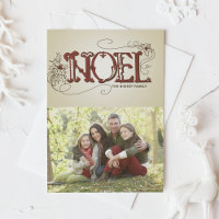 COUNTRY RUSTIC NOEL CHRISTMAS PHOTO FOLDED CARD