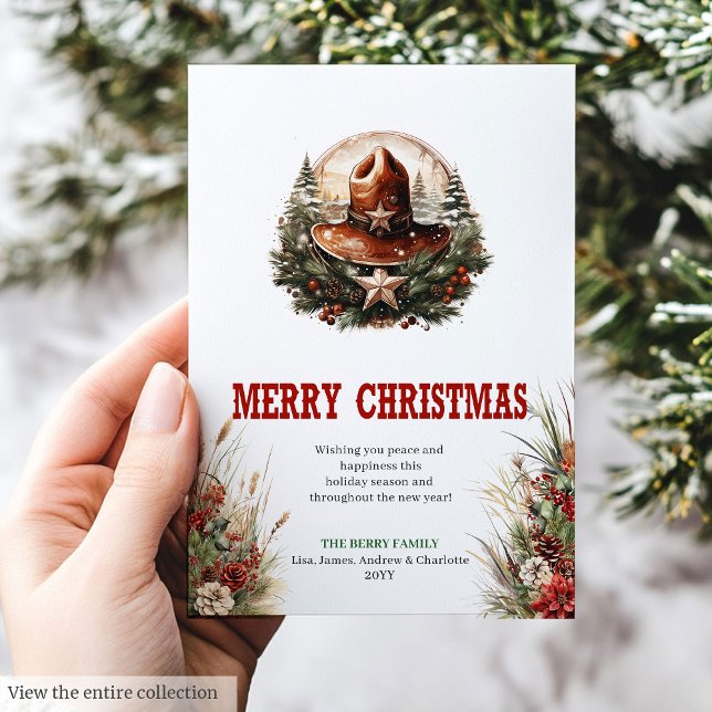 Cartão De Festividades Country Sheriff's Badge Hat Christmas Greeting (Country Sheriff's Badge Hat Christmas Greeting Holiday Card)