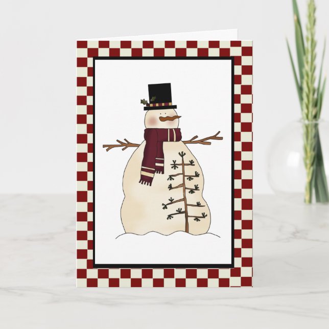 Cartão De Festividades Country Snowman Card (Frente)