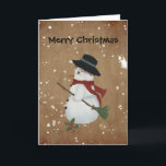 Cartão De Festividades Country Snowman Christmas Card<br><div class="desc">This Country Snowman Christmas Card features a print of my acrylic painting of a snowman. Great to share with all your country loving friends.</div>