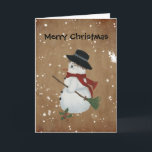 Cartão De Festividades Country Snowman Christmas Card<br><div class="desc">This Country Snowman Christmas Card features a print of my acrylic painting of a snowman. Great to share with all your country loving friends.</div>