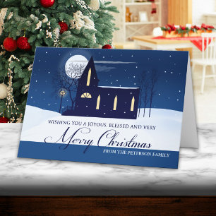 Cartão De Festividades Country Winter Church Merry Christmas Card