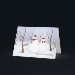 Cartão De Festividades Couple Snowman Christmas Card<br><div class="desc">Cute Snowman Christmas card for couples.</div>