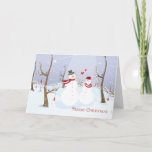 Cartão De Festividades Couple Snowman Christmas Card<br><div class="desc">Cute Snowman Christmas card for couples.</div>