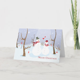 Cartão De Festividades Couple Snowman Christmas Card