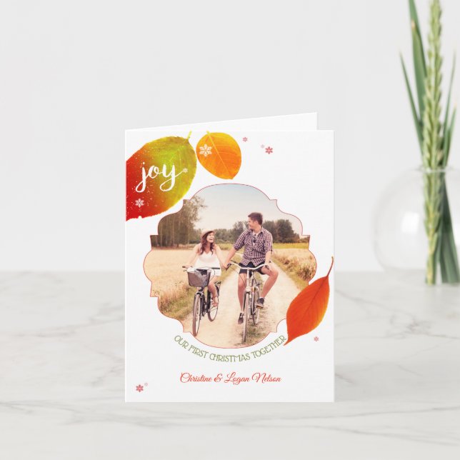 Cartão De Festividades Couple's First Christmas Together Photo (Frente)