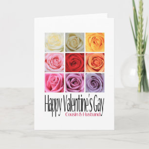 Cartão De Festividades Cousin and Husband Valentine's Gay, Rainbow Roses
