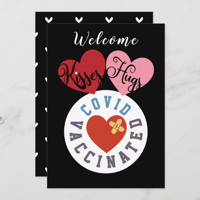 Cartão De Festividades Covid Vacinado | Namorados de boas-vindas do Kisse (Frente/Verso)