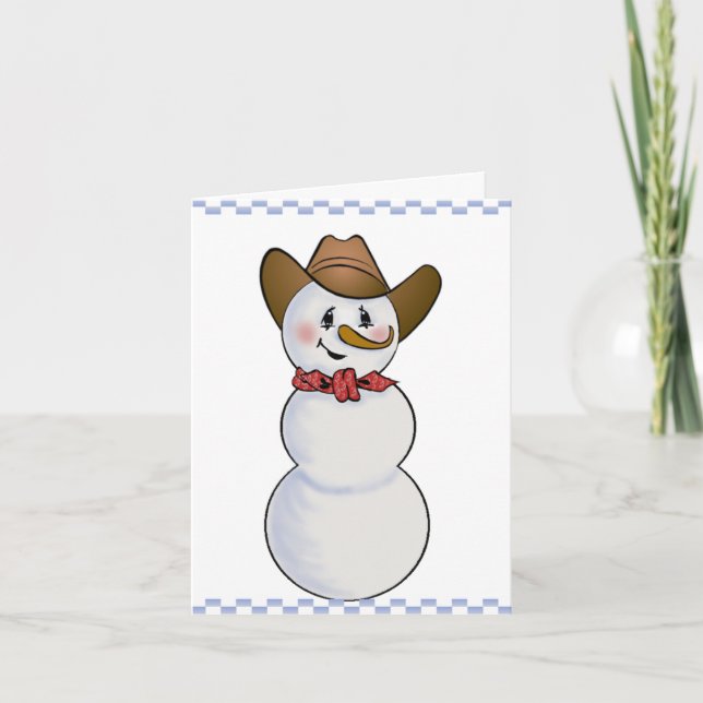 Cartão De Festividades Cowboy Snowman com Red Bandana (Frente)