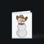 Cartão De Festividades Cowboy Snowman com Red Bandana<br><div class="desc">Brinquei com o meu Cowboy Snowman para criar esta nova edição com uma bandana vermelha,  fronteira verificada e pássaro azul bonito</div>