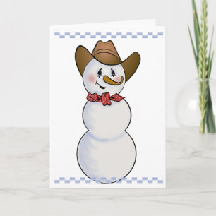 Cartão De Festividades Cowboy Snowman com Red Bandana