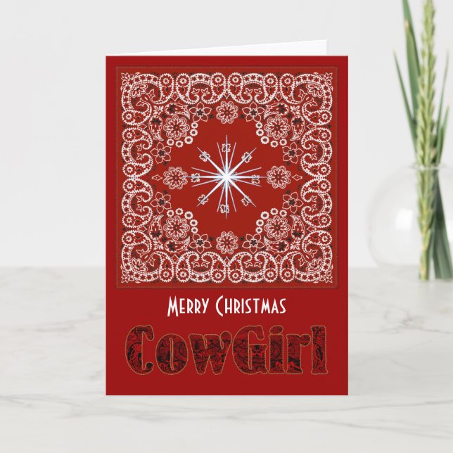 Cartão De Festividades Cowgirl Christmas cards (Frente)