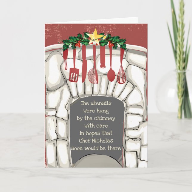 Cartão De Festividades cozinhar de cozinha engraçados Natal culinário (Frente)